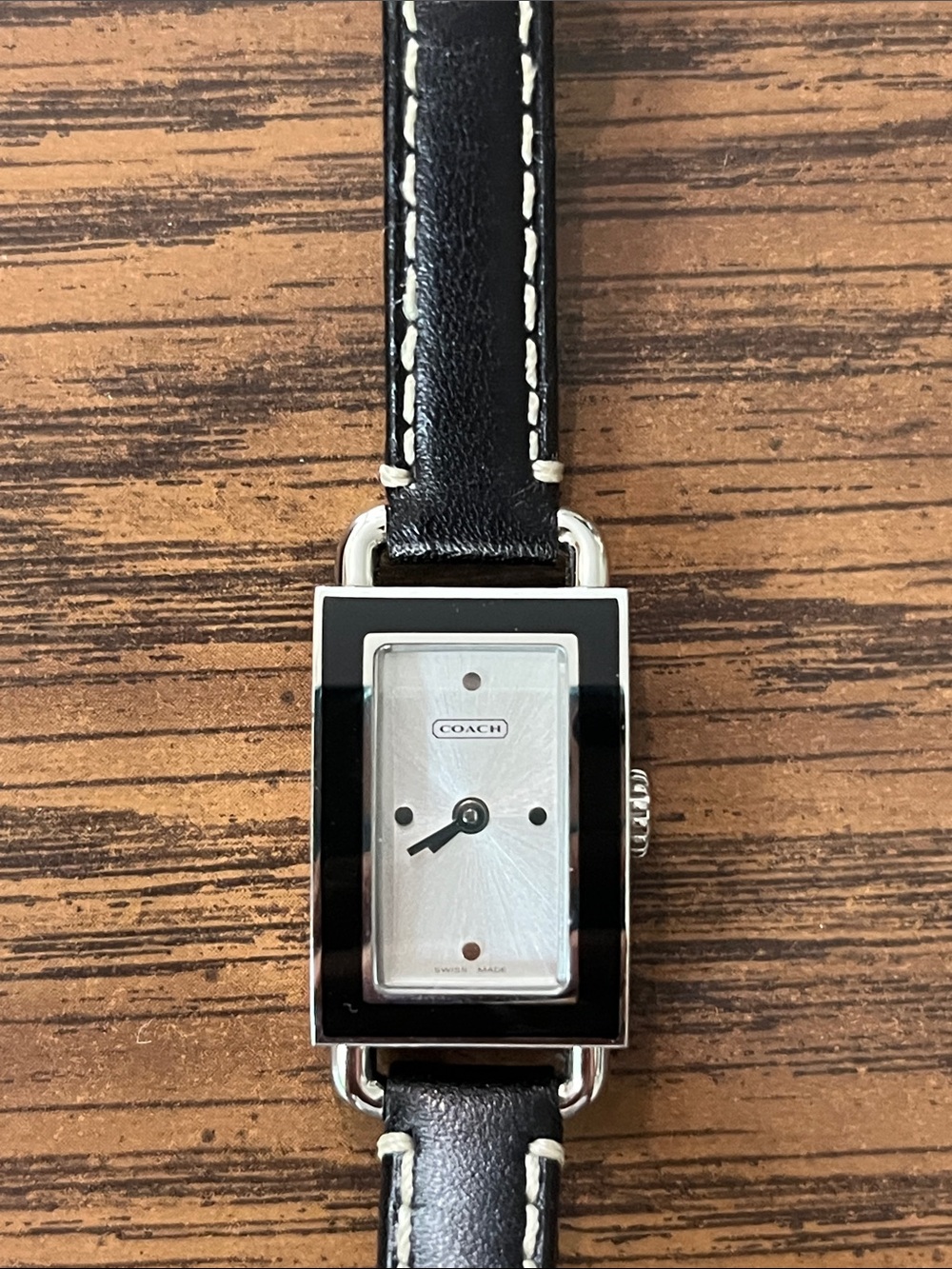 Coach Black and Silver Rectangular Dress Watch